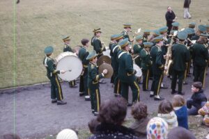 1966 Easter event at Reynolds Field featuring HHS Marching Band