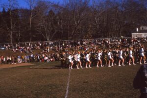 Hastings at Dobbs Ferry Varsity Football game at Gould Park. Halftime show with band and Hudsonettes. 1964.