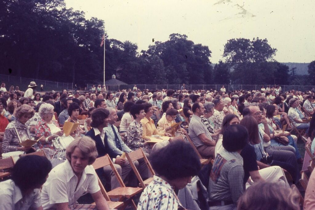 HHS Graduation 1976 at Reynolds Field.  Picture of the seated crowd.