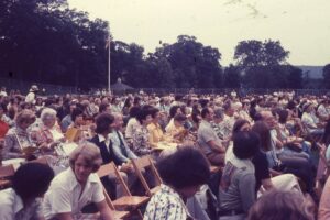 HHS Graduation 1976 at Reynolds Field.  Picture of the seated crowd.