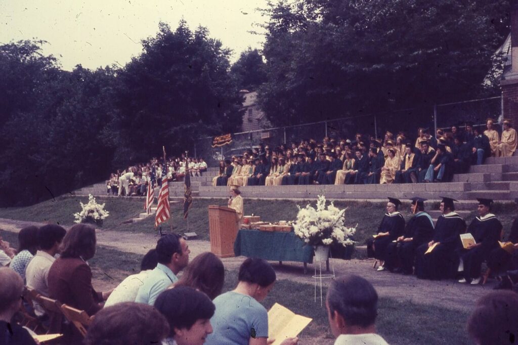 Class President, Diane Fisher, speaking at the HHS 1976 Graduation on June 24, 1976.