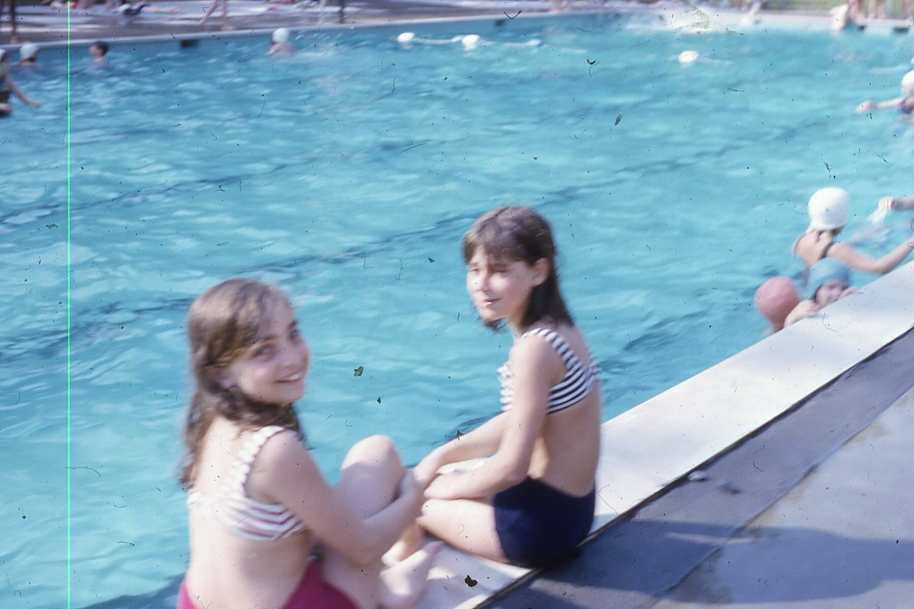 Two Unknown Girls at Hillside Pool in 1966