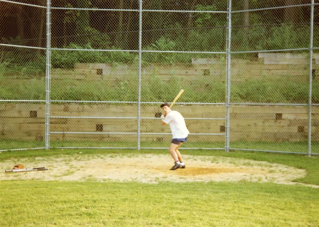 Rich Thomas taking batting practice at The Burke Estate in 1990