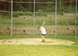 Rich Thomas taking batting practice at The Burke Estate in 1990