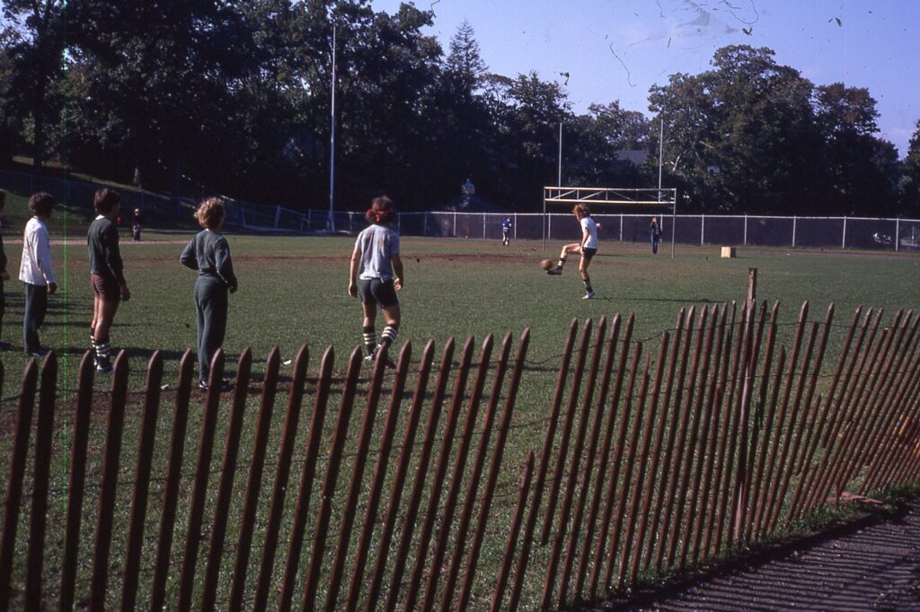 HHS Varsity Soccer practice at Reynolds Field in 1971.