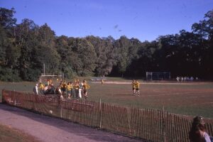 HHS Varsity Soccer team on the sidelines during a game in 1971