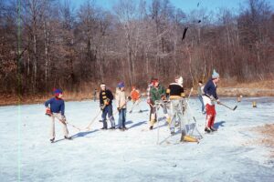 Hockey game at Sugar Pond in the winter of 1975