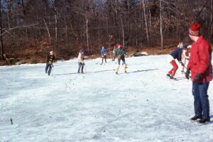 Sugar Pond 1975.  Hockey game with HHS students.