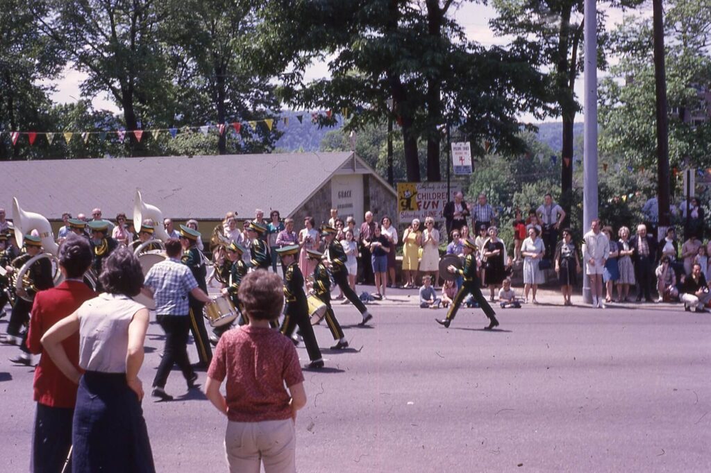 Memorial Day Parade 1966 – Band heading south on Broadway as they exit 5 Corners