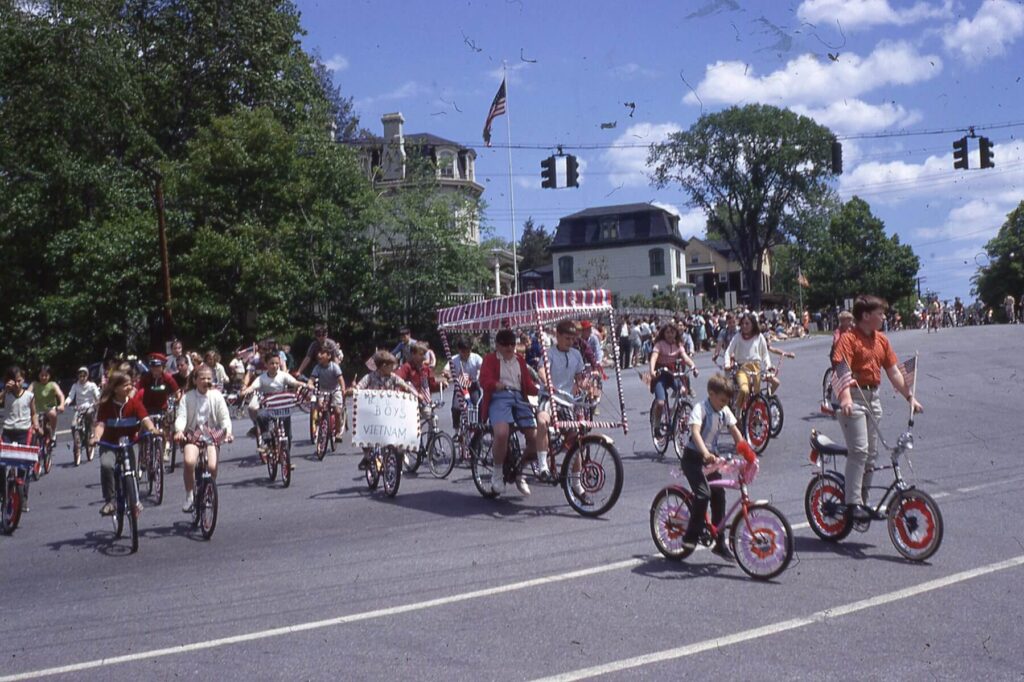 Memorial Day Parade 1967 – A bunch of bicyclists at 5 Corners