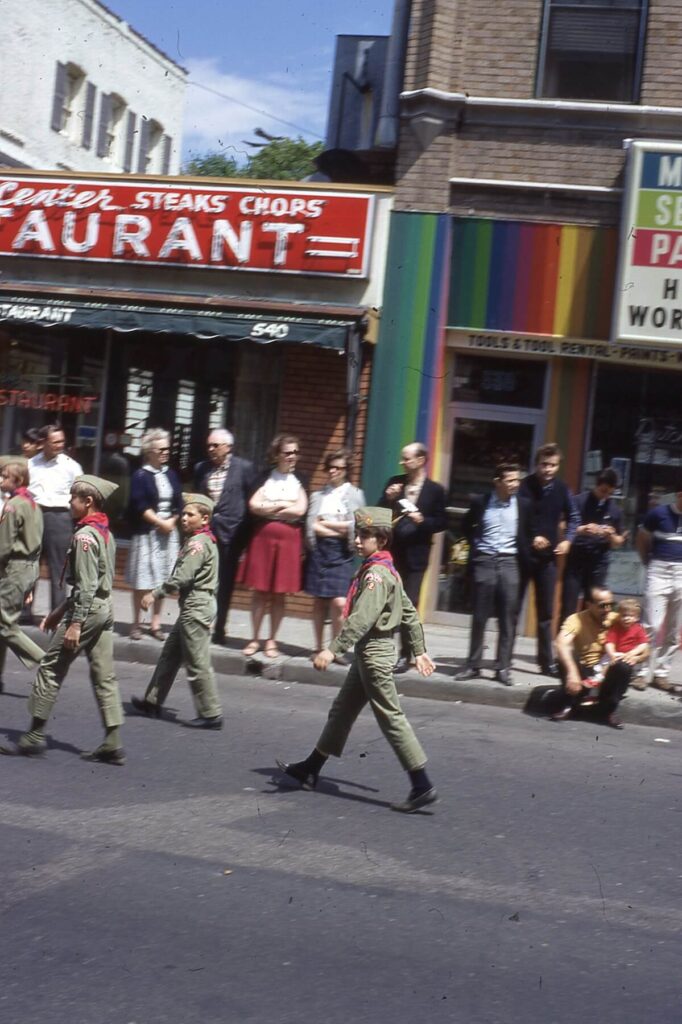 Memorial Day Parade 1967 – Boy Scouts in front of the Center Restaurant