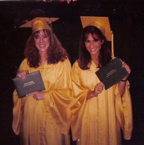 HHS Graduation 1980 – 2 grads showing off their diplomas