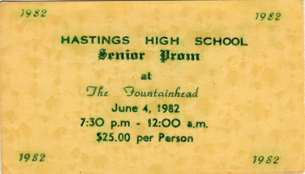 HHS Prom Ticket 1982