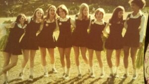 HHS Cheerleaders at Reynolds Field.  Almost definitely 1975.