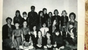 Big group of young girls in 1966