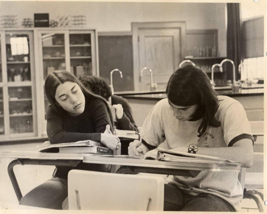 Julie Blasberg and Larry Kaiser in Chemistry Class Circa 1974
