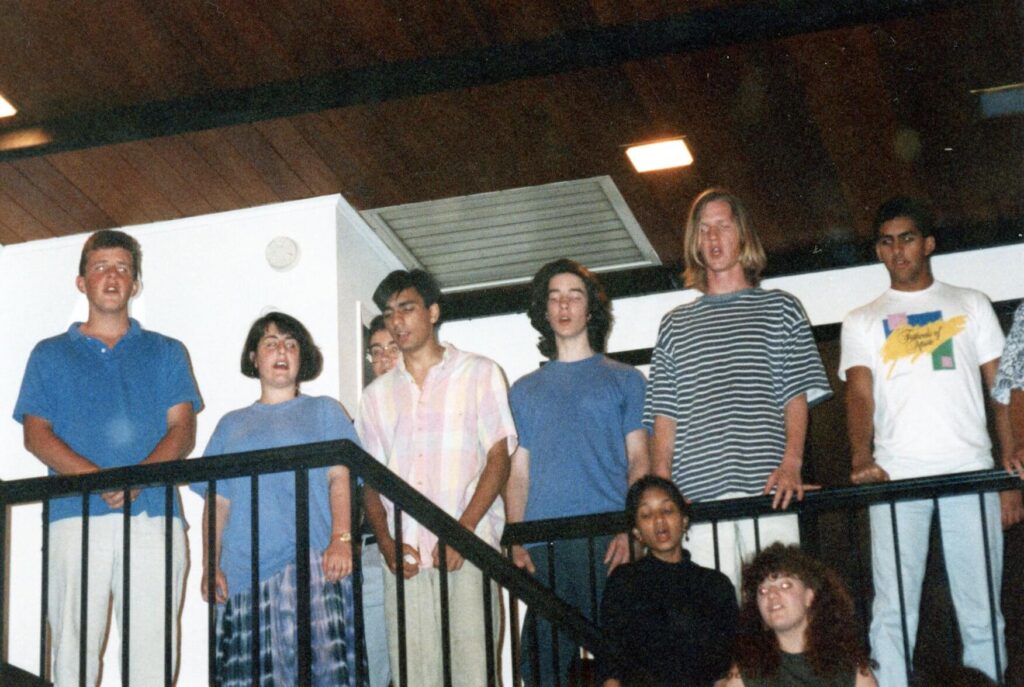 The Madrigals singing at the Morgenlanders’ house in the late 1980’s.