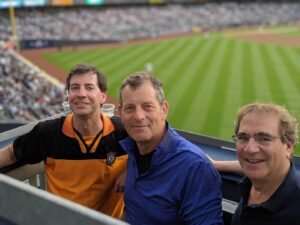 Jeremy Galland, Dan Lessing, and Jeff Edelman at Yankee Stadium in 2019.