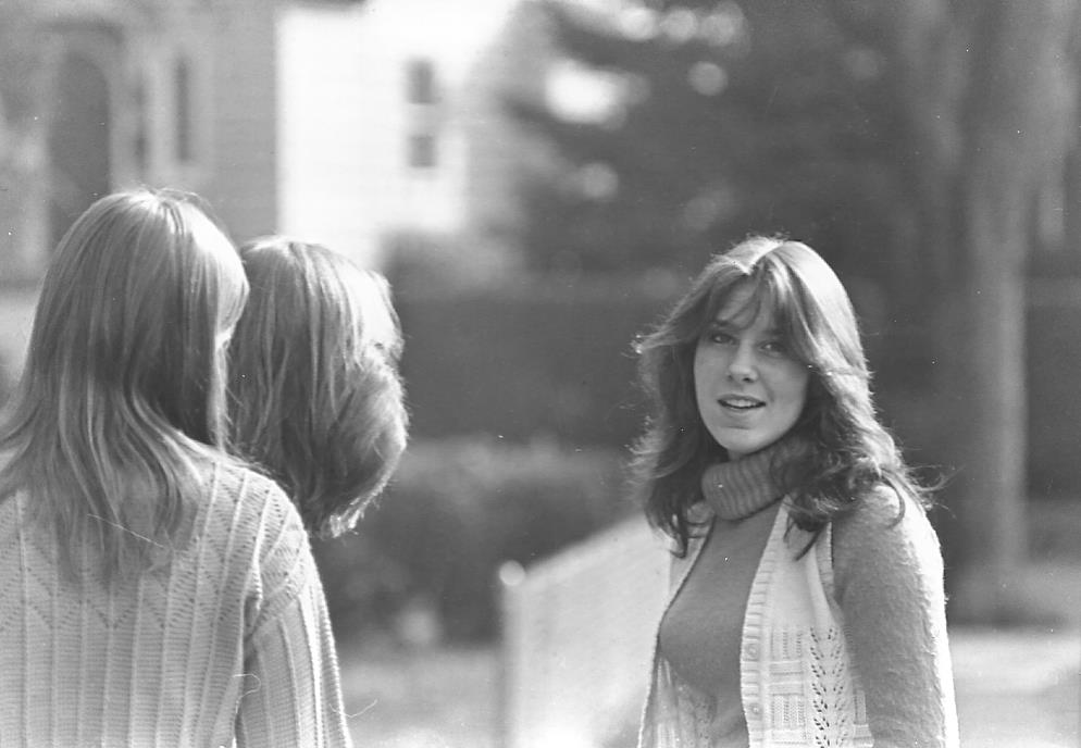 Angie Poulin facing the camera.  Val Greicius and Kerry Francis also in picture.  Circa 1980.