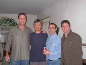 Four guys from HHS 1976 at a party circa 2008.