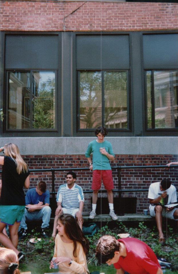HHS Senior Picnic with students signing yearbooks in 1991.