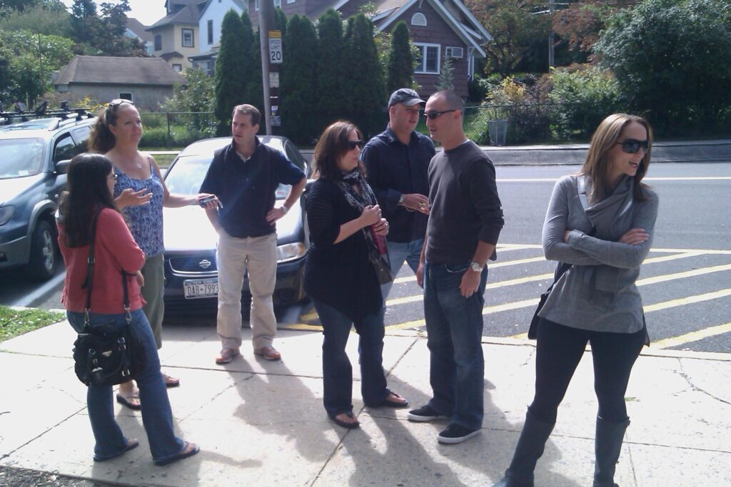 Class of 1991 getting ready to tour the school at their 20th high school reunion in 2011.