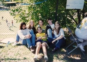 Group of friends hanging out at upper Reynolds in 1995.
