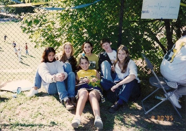 Group of friends hanging out at upper Reynolds in 1995.