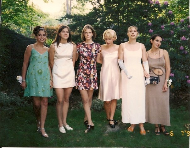 Six high school girls pre-prom at the 1996 Prom.