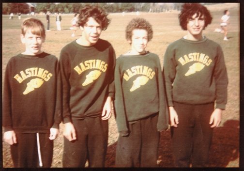 Freshmen on the Cross Country Track Team, October 1976.