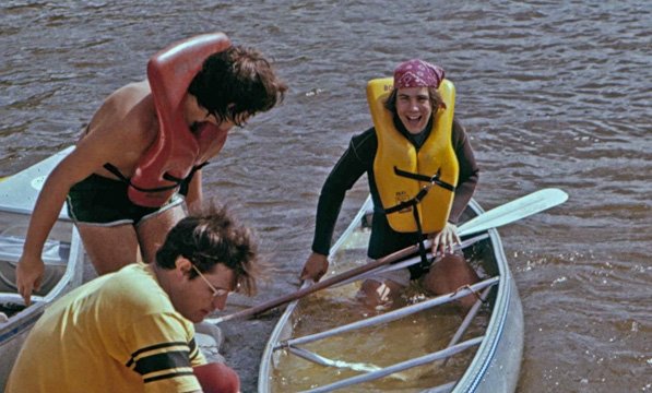 Three Scouts on a Canoe Trip on the Delaware River in 1979.
