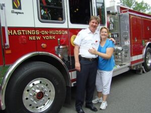 Maureen Lindner and John Lindner at the Riverview Manor Firehouse on Memorial Day 2009