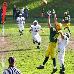 Receiver Francesco Scioscia goes way up in the air to make an incredible catch during HHS Varsity Football game 2012.