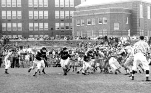 Hastings Varsity Football at Eastchester.  Probably Fall 1958.  Could be 1957.