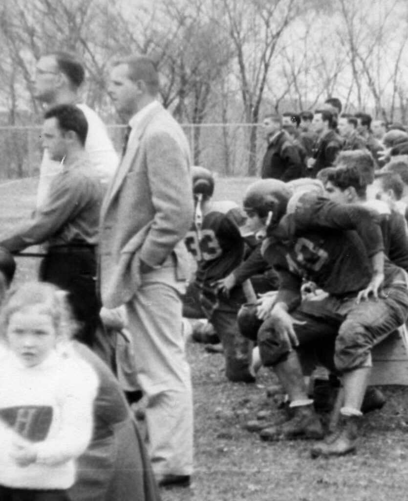 Coaches Ken Rees, Ron Feaster, Dick Bub.  And players.  Almost definitely 1957.