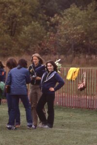 Ellie Frankel and Denise Montgomery at an HHS Varsity Football game, circa 1979.