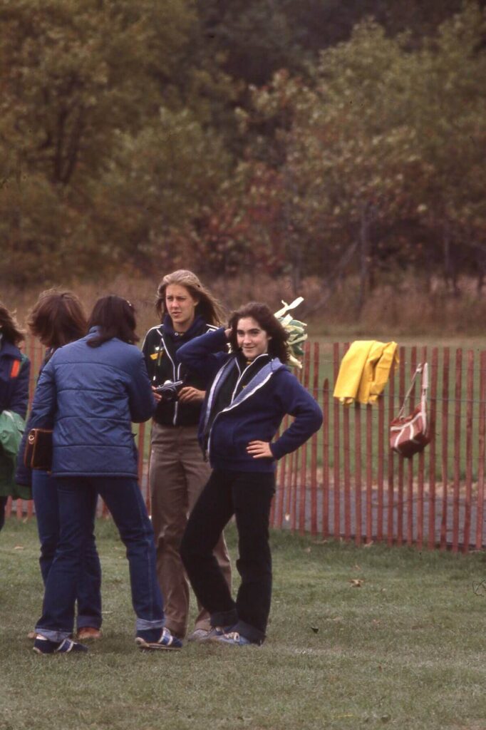 Ellie Frankel and Denise Montgomery at an HHS Varsity Football game, circa 1979.