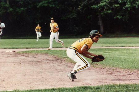 Richard Lovejoy fielding a grounder at 3rd Base.  HHS Varsity Baseball, 1990.