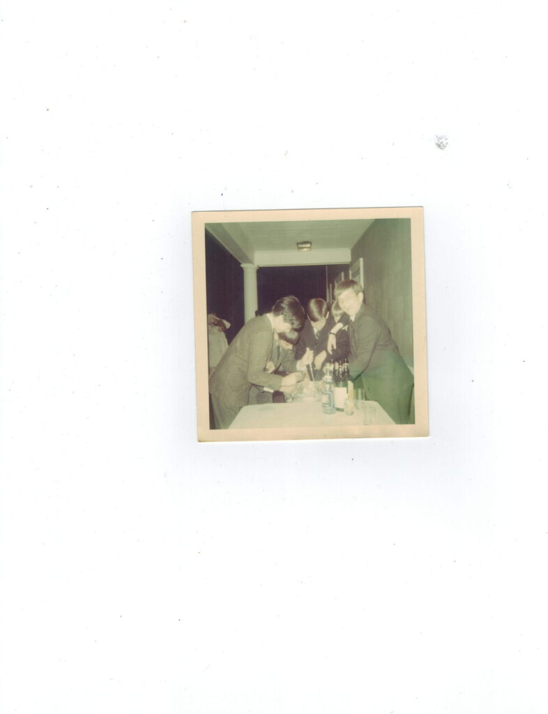 Raiding the liquor cabinet at Dave Hepworth’s Bar Mitzvah in 1968.