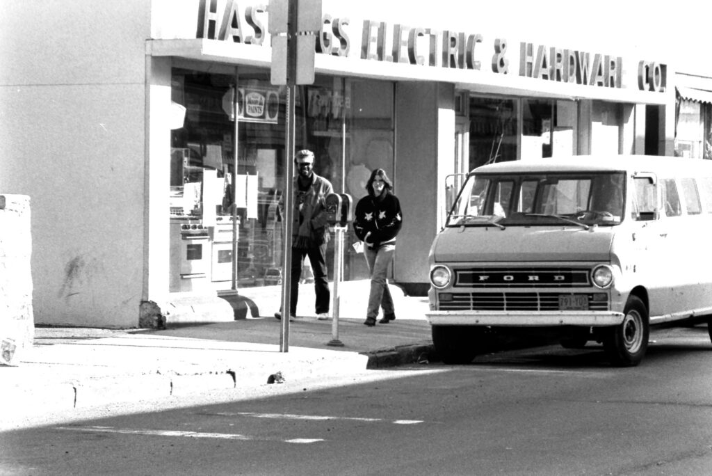 Emmitt Trevan walking in front of Hastings Electric in the 1970’s