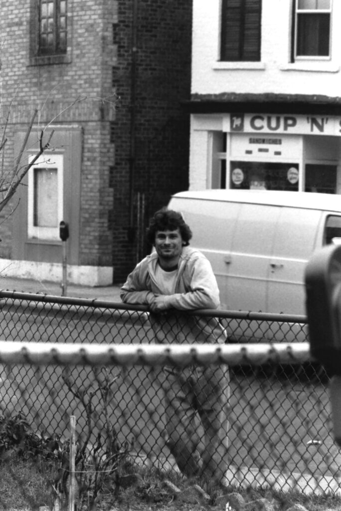 Andrew Myhal in front of the Cup ‘n Saucer in the 1970’s