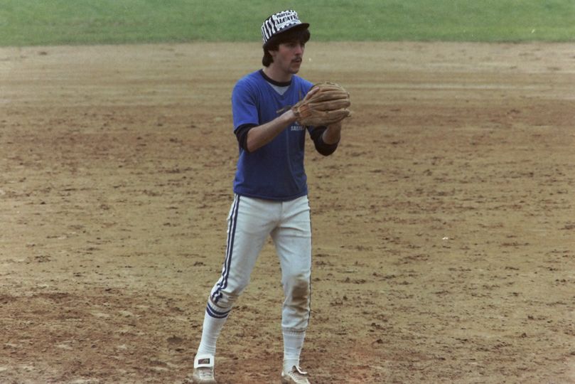 RJ Harmon pitching in an adult softball game at Zinsser Park in the 1980’s