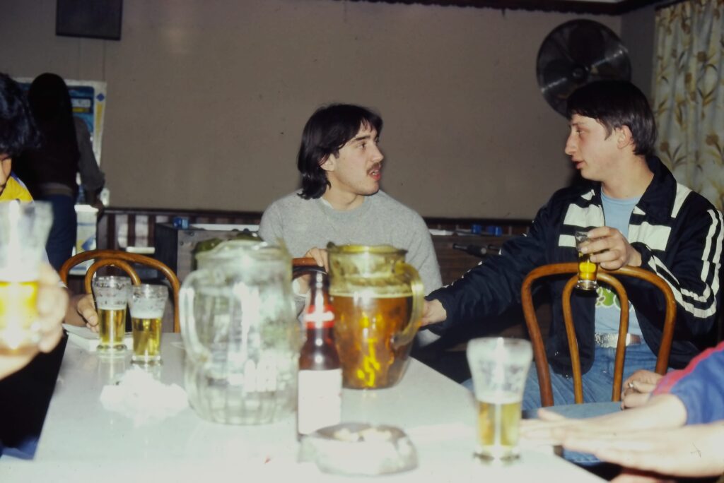 Jim Grande and John Stathopoulos hanging out in one of the local bars