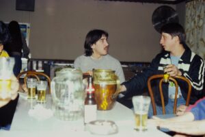 Jim Grande and John Stathopoulos hanging out in one of the local bars