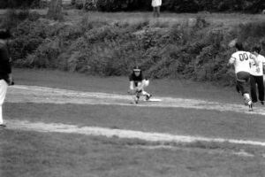 Chip Bingham catching the ball for an out at first base.  Probably in the late 1970’s.