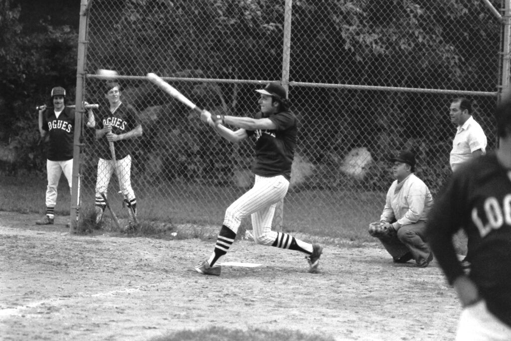 Chip Bingham batting for Logue’s in an adult softball game.  Probably late 1970’s.